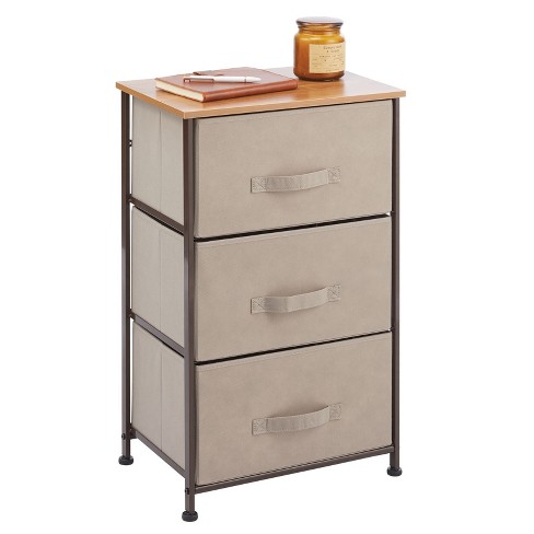 mDesign Tall Dresser Storage Tower Stand, 4 Removable Fabric Drawers -  Linen/Tan 