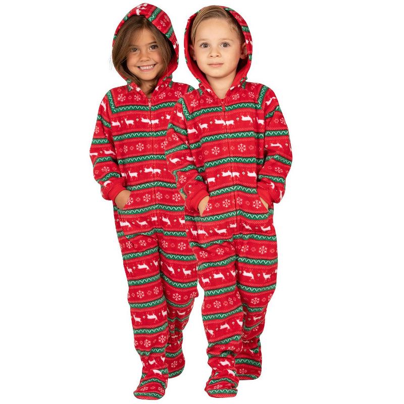 Footed Pajamas - Nordic Christmas Toddler Hoodie Fleece Onesie, 2 of 5