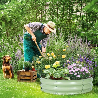 Aoodor 9'' Tall Green Aluzinc Metal Round Raised Garden Bed