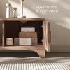 SUGIFT Mid Century Modern TV Stand for 55–65 Inch TVs – Boho Media Console with Fluted Doors, Storage Cabinets & Open Shelf - 3 of 4