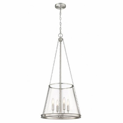 Prescott Brushed Nickel 4-Light Tapered Glass Pendant