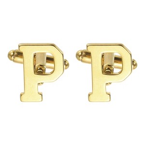 Unique Bargains Men Weddings Gift Classic Alphabet Cuff Links with Box 2 Pcs - 1 of 3