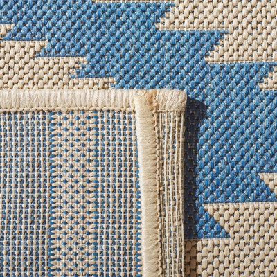 Coastal Charm Blue & Cream Geometric Indoor/Outdoor Rug, 3' x 5'