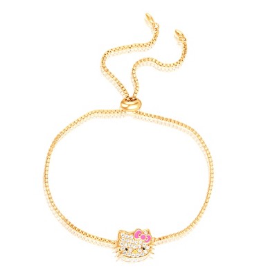 Sanrio Hello Kitty And Friends Womens Silver Or 18kt Gold Plated Bracelet  With Bow Charm Pendants - 6.5 + 1, Officially Licensed : Target