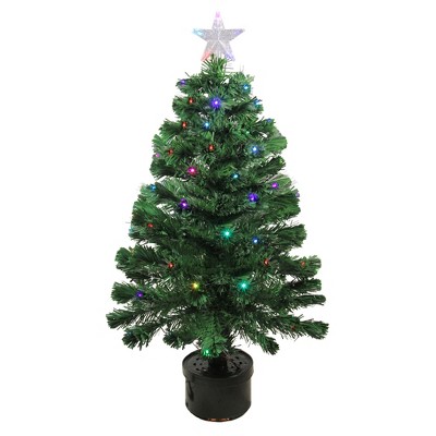  Northlight 3' Prelit Artificial Christmas Tree LED Color Changing Fiber Optic with Star Tree Topper 