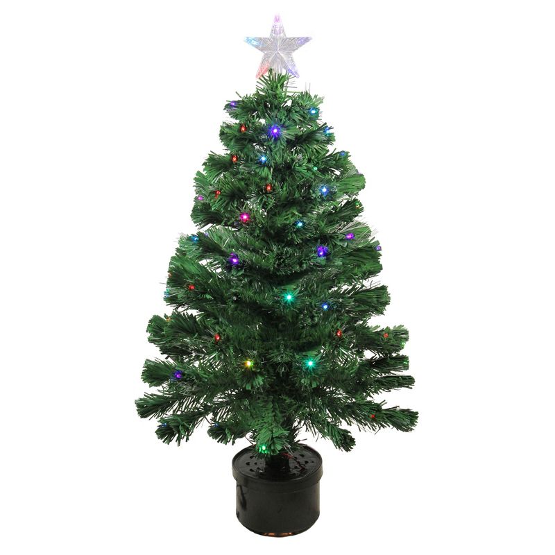Northlight 3' Prelit Artificial Christmas Tree LED Color Changing Fiber Optic with Star Tree Topper, 1 of 6