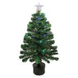 Northlight 3' Prelit Artificial Christmas Tree LED Color Changing Fiber Optic with Star Tree Topper