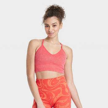 Women's High Support Embossed Racerback Run Sports Bra - All In Motion™  Coral Red M