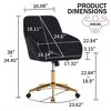 CAVINAS Adjustable Swivel Office Chair, Ergonomic Office Chair with Golden Metal Base and Wheels for Work Study Vanity - 3 of 4
