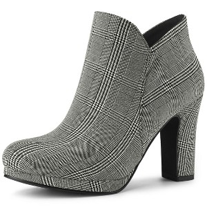 Allegra K Women's Round Toe Chunky Heeled Ankle Heel Boots - 1 of 4