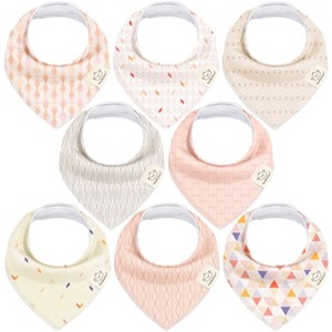 8pk Organic Baby Bandana Bibs, Baby Drool Bibs for Baby Boy, Girl, Baby Bibs for Infant, Newborn - 1 of 4