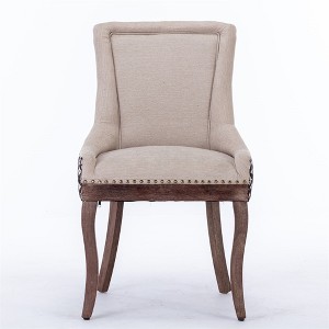 COWLOWN Set of 2 Modern Fabric Dining Chairs, Upholstered Side Chairs with Wood Legs - 1 of 4