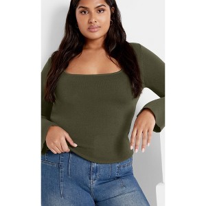 CITY CHIC | Women's Plus Size  Brooklyn Jumper - moss - 14W - 1 of 4