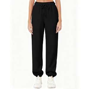 Women's Jogger Pants Casual Drawstring Waist Wide Leg Tapered Sweatpants with Side Pockets - 1 of 4