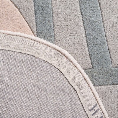 Ivory and Brown Tufted Wool Silk Area Rug, 5' x 8'