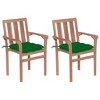 vidaXL Solid Teak Wood Patio Chairs - Set of 2 with Green Polyester Cushions - Weatherproof Garden/Outdoor Lounge Seating 22.8"x19.7"x35" - 2 of 4