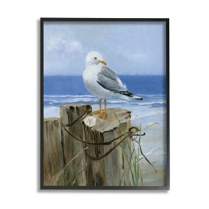 Stupell Industries Seagull Sand Dollar on Soft Nautical Beach Post - 1 of 4