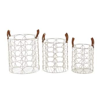 Set of 3 Metal Storage Baskets Silver - Olivia & May