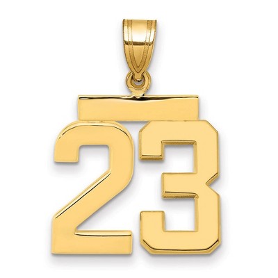 Black Bow Jewelry 14k Yellow Gold, Athletic Collection Medium Polished Number 23 Pendant