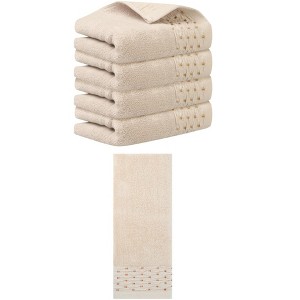 REGALWOVEN 5 Pack Embroidery Pattern Cotton Hand Towels Set Bathroom, Kitchen 14" x 30" - 1 of 4
