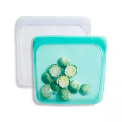 Stasher Reusable Silicone Food Storage Sandwich Set - Clear/Aqua - 2pk