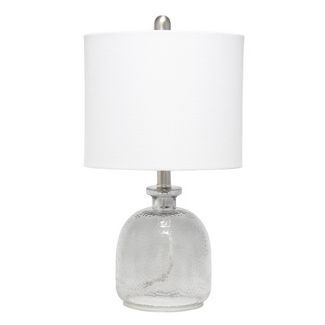 Hammered Glass Jar Table Lamp with Linen Shade White - Lalia Home