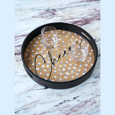 Shiraleah Black Round "Cheers" Tray