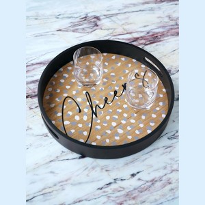 Shiraleah Black Round "Cheers" Tray - 1 of 4