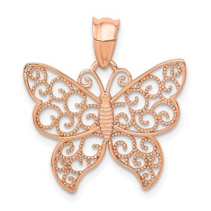 Black Bow Jewelry 14k Rose Gold Filigree Butterfly Pendant, 21mm (13/16 inch) - 1 of 4
