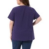 Agnes Orinda Women's Plus Size Pin Dots Notched V-Neck Dressy Trendy Fashion Casual Summer Blouses - 4 of 4