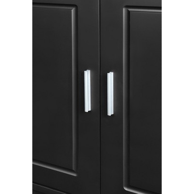 Black Rubberwood and MDF 60" Modern Sideboard with Adjustable Shelves