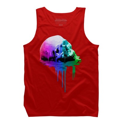 Men's Design By Humans Melting Skull with Vibrant Colors By robotface Tank Top