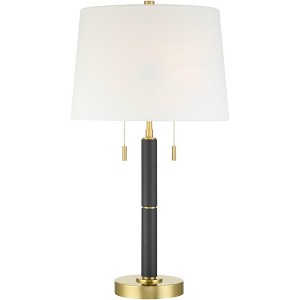 360 Lighting Rawdon 27" High Antique Brass and Black 2-Light Pull-Chain Table Lamp - 1 of 4