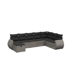 vidaXL 8 Piece Patio Sofa Set with Cushions - Gray without storage - 1 of 4