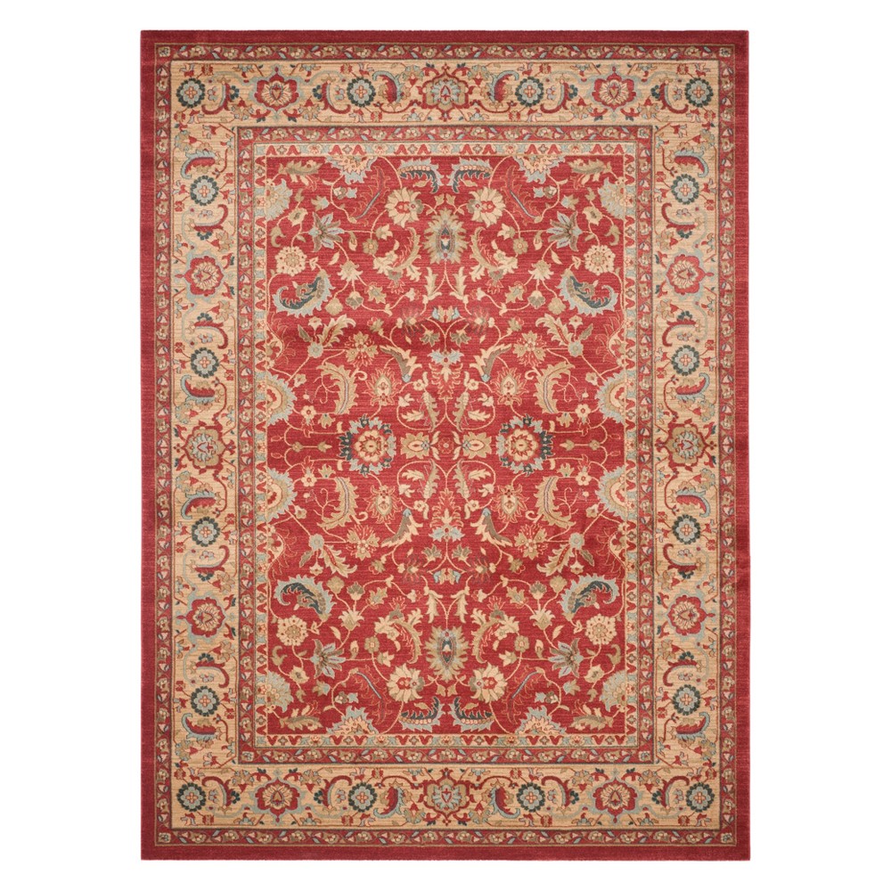 8'x10' Floral Area Rug Red/Natural - Safavieh