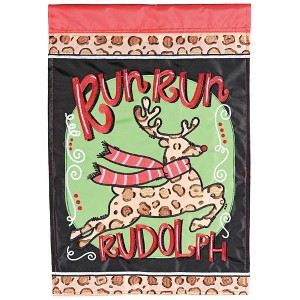 Dicksons Magnolia Garden Outdoor Flag Decoration For Garden, Yard, Or Walkway Standard 13 x 18, Weather Resistant Polyester, Run Run Rudolph - 1 of 1