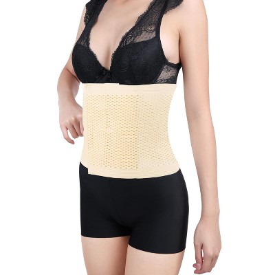 Unique Bargains Mesh Breathable Postpartum Belly Abdominal Shaping Belt  Waist Wrapping Shaper Cincher Corset Shapewear Beige L