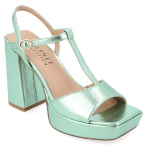 Journee Collection Womens Parson Metallic Vegan Leather Platform Sandals - 1 of 4