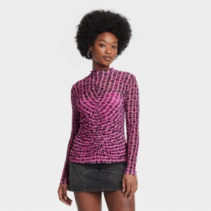 Black History Month Women's Printed Mesh Turtleneck Top - Pink - 1 of 4