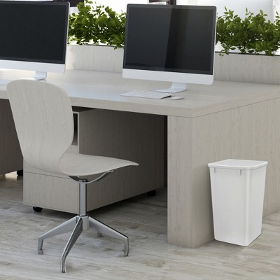 White Plastic 35 Quart Pull-Out Trash Bin Set