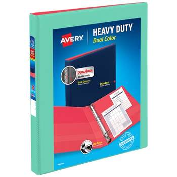 Avery 0.5" D-Ring Binder Heavy Duty Dual View Mint/Coral