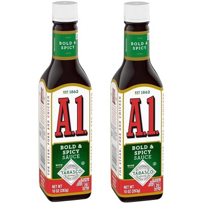 A1 Bold & Spicy Sauce with Tabasco, 10oz (Pack of 2)