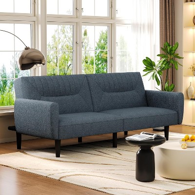 Lycvki 3 Seater Folding Linen Sofa Bed with Adjustable Backrest