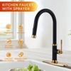 WOWOW Single Handle Pull Down Sprayer Kitchen Faucet with Advanced Spray in Gold - 2 of 4