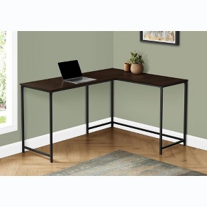 PAGED L Shaped Computer Desk, Simple Modern Office Desk with Wooden Desktop and Metal Base for Office, Study - 1 of 4