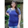 Slickblue Plus Size Striped Top for Women, Bell Short Sleeves, Round Neck Tee, Color and Size Options - 2 of 4