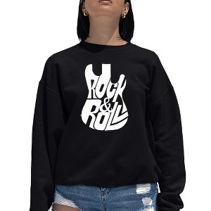 LA Pop Art Rock And Roll Guitar - Women's Word Art Crewneck Sweatshirt - 1 of 4