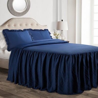 Twin 2pc Ruffle Skirt Bedspread Set Navy - Lush Décor