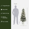 LuxenHome 5Ft Flocked Artificial Tree Potted and Pre-Lit with 100 Lights Green - 3 of 4
