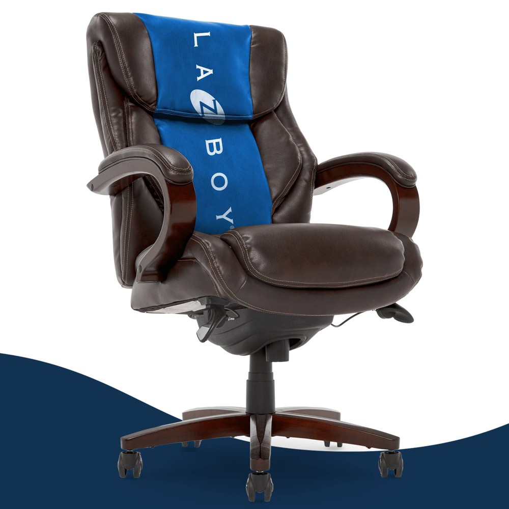 Photos - Computer Chair La-Z-Boy Executive Chair Coffee: Upholstered Swivel Recliner, Wood Frame, Adjustable Height 